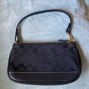 Vintage COACH  Black Demi Baguette Bag Y2K